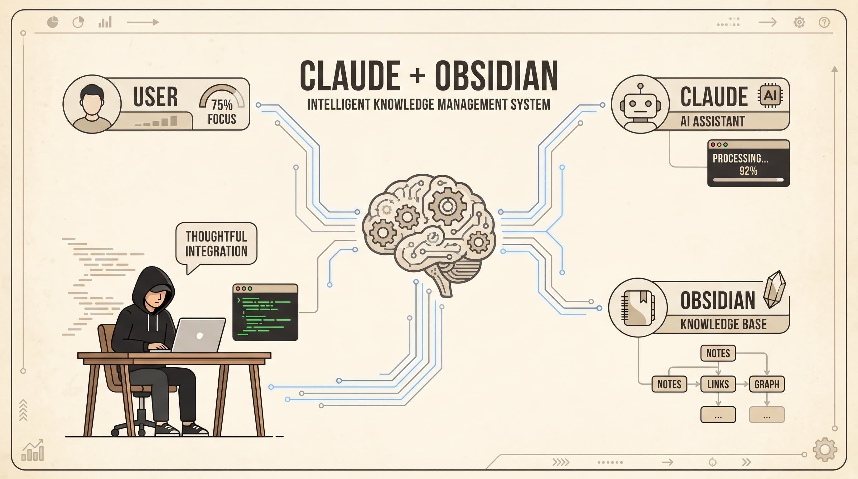 Claude + Obsidian: Intelligent Knowledge Management System