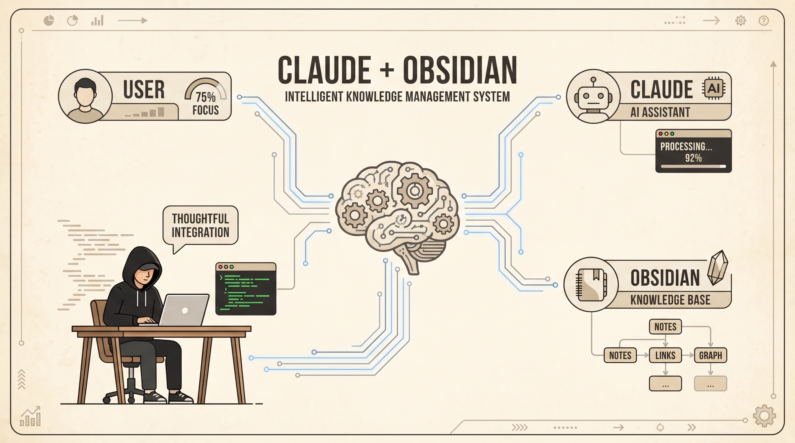 Claude + Obsidian: Intelligent Knowledge Management System
